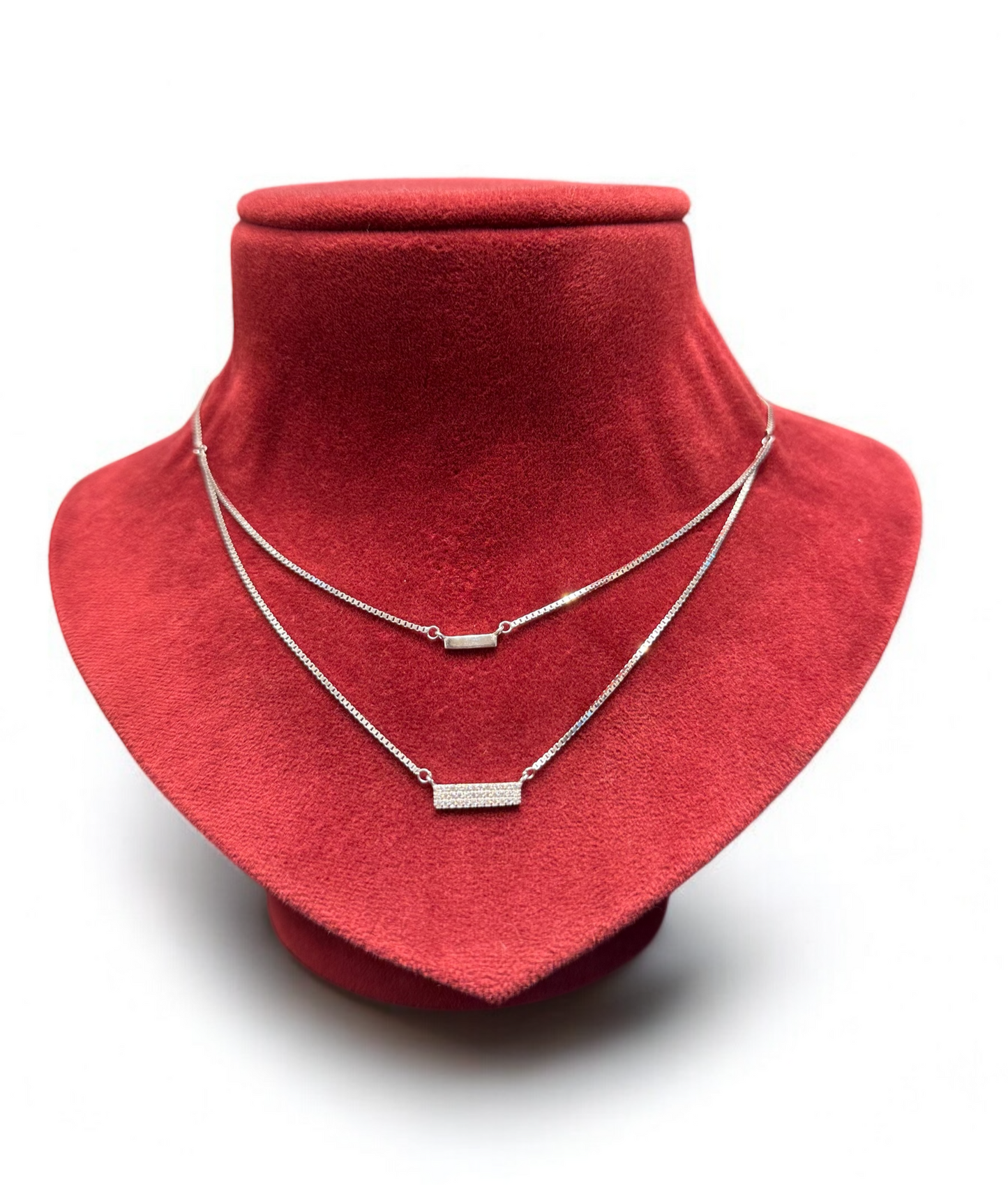 92.5 Silver Double Layered Necklace
