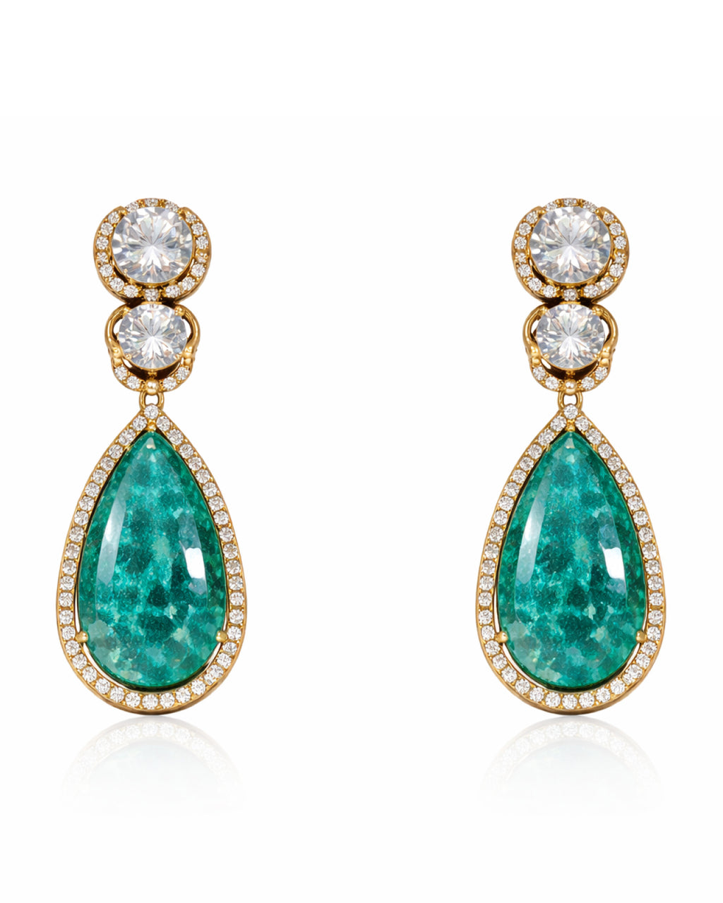 Gold Plated Polki Emerald Statement Necklace with Earring