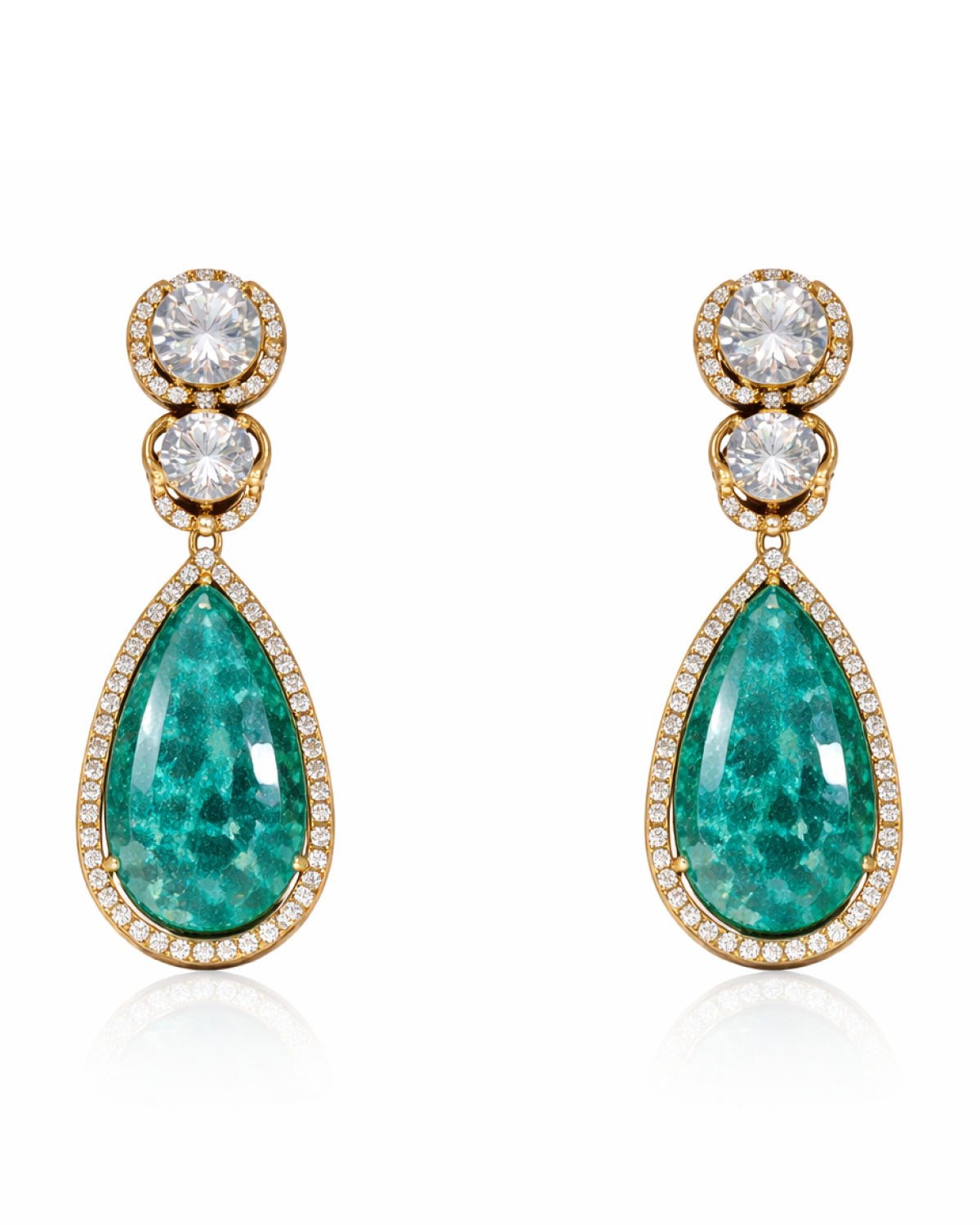 Gold Plated Polki Emerald Statement Necklace with Earring