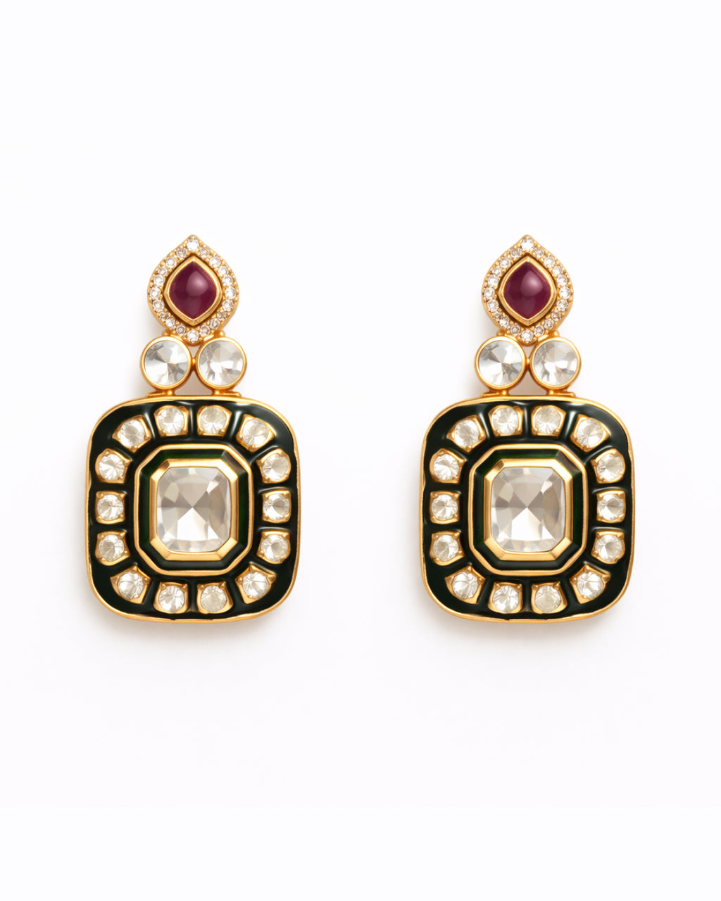 Minimal Luxe Kundan Collar Choker with Earrings