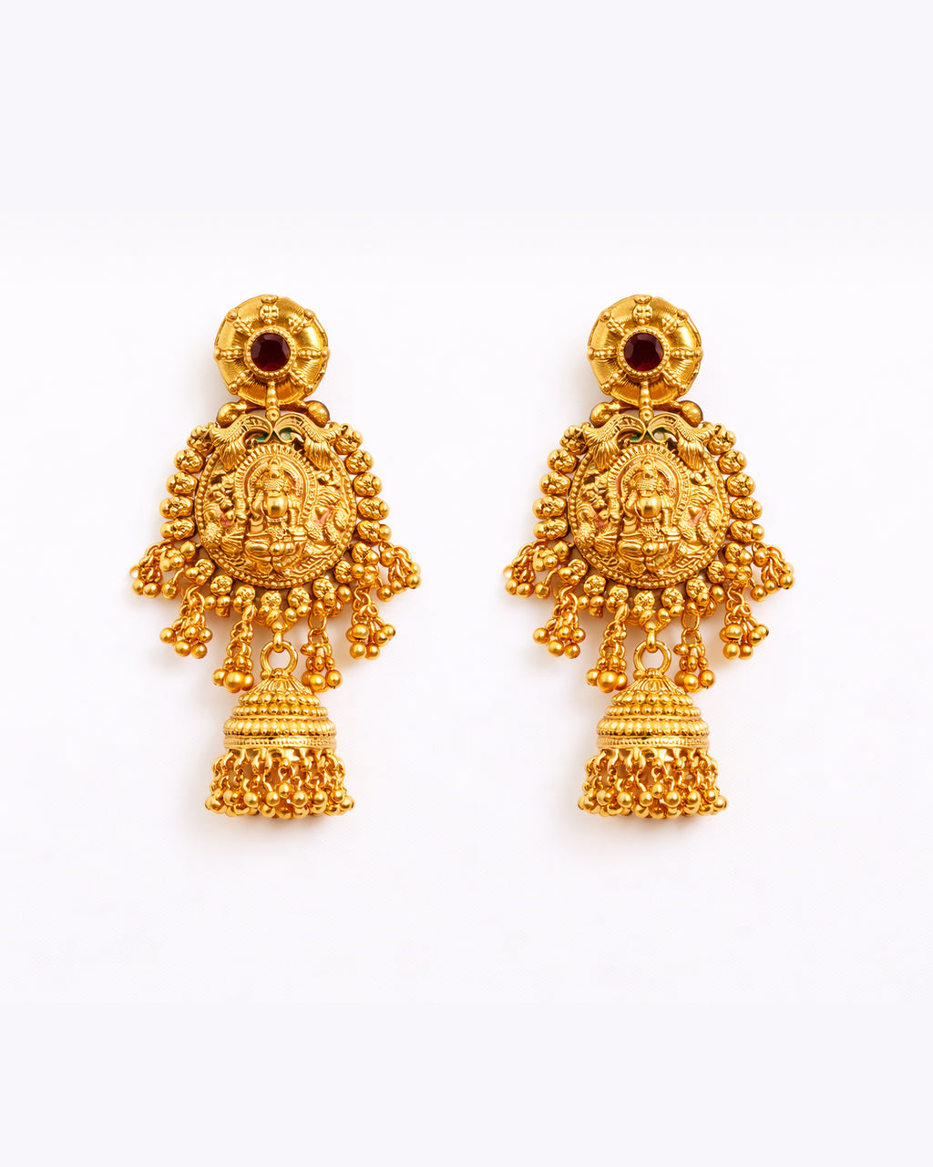 Lakshmi Motif Temple Drop Earrings