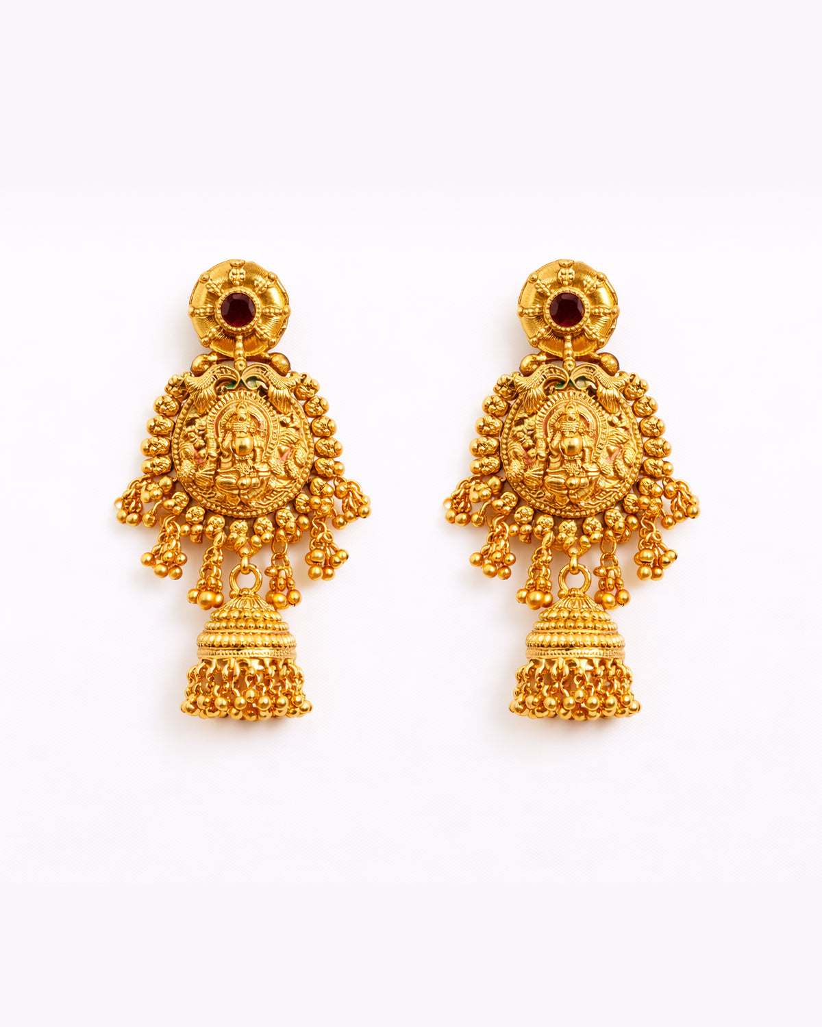 Lakshmi Motif Temple Drop Earrings