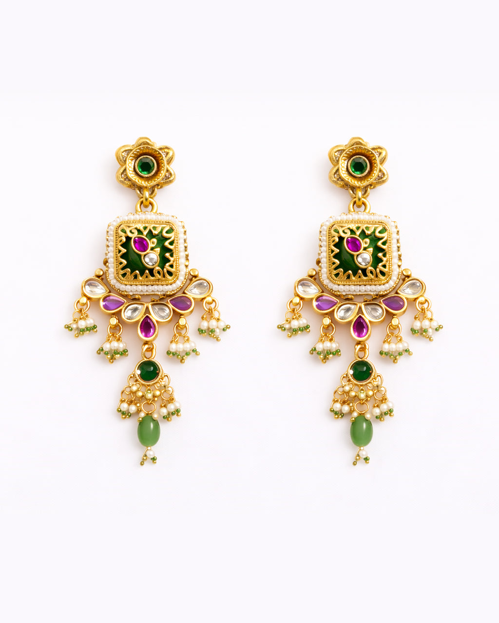 Heritage Motif Handcrafted Temple Necklace with Earrings