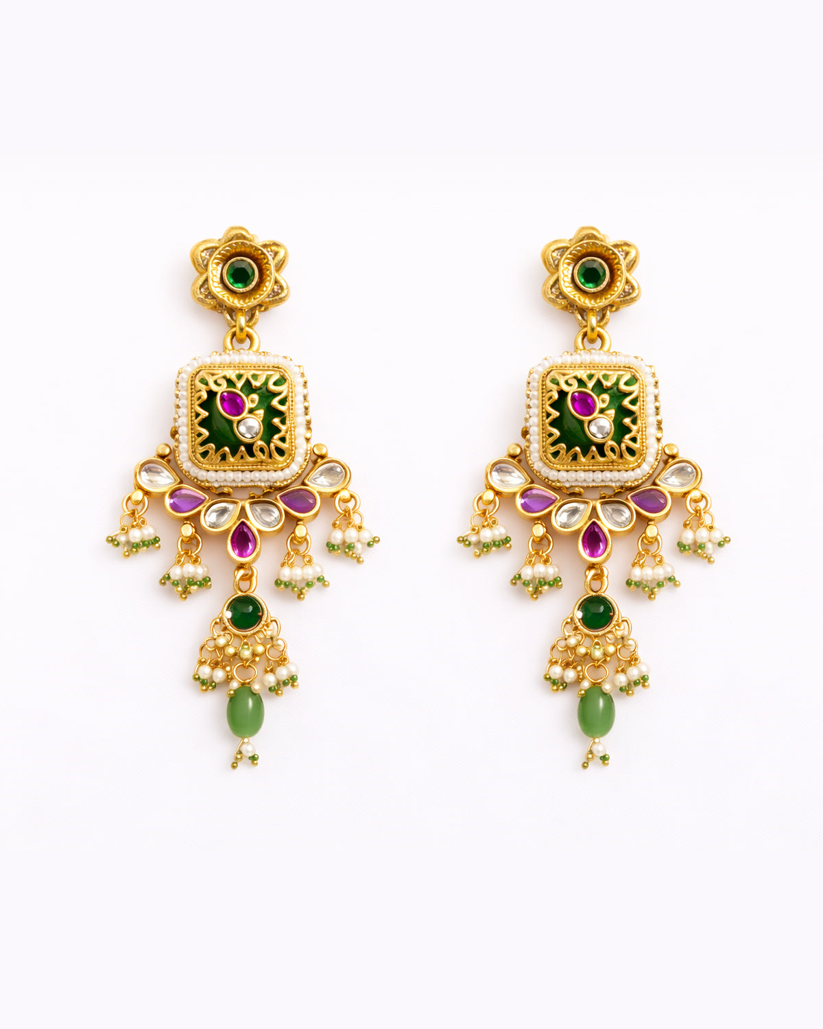 Heritage Motif Handcrafted Temple Necklace with Earrings