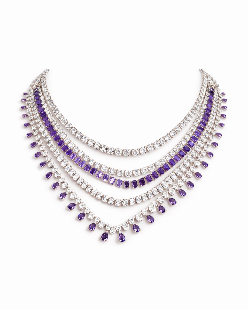 Luxury Crystal Layered AD Necklace with Earrings