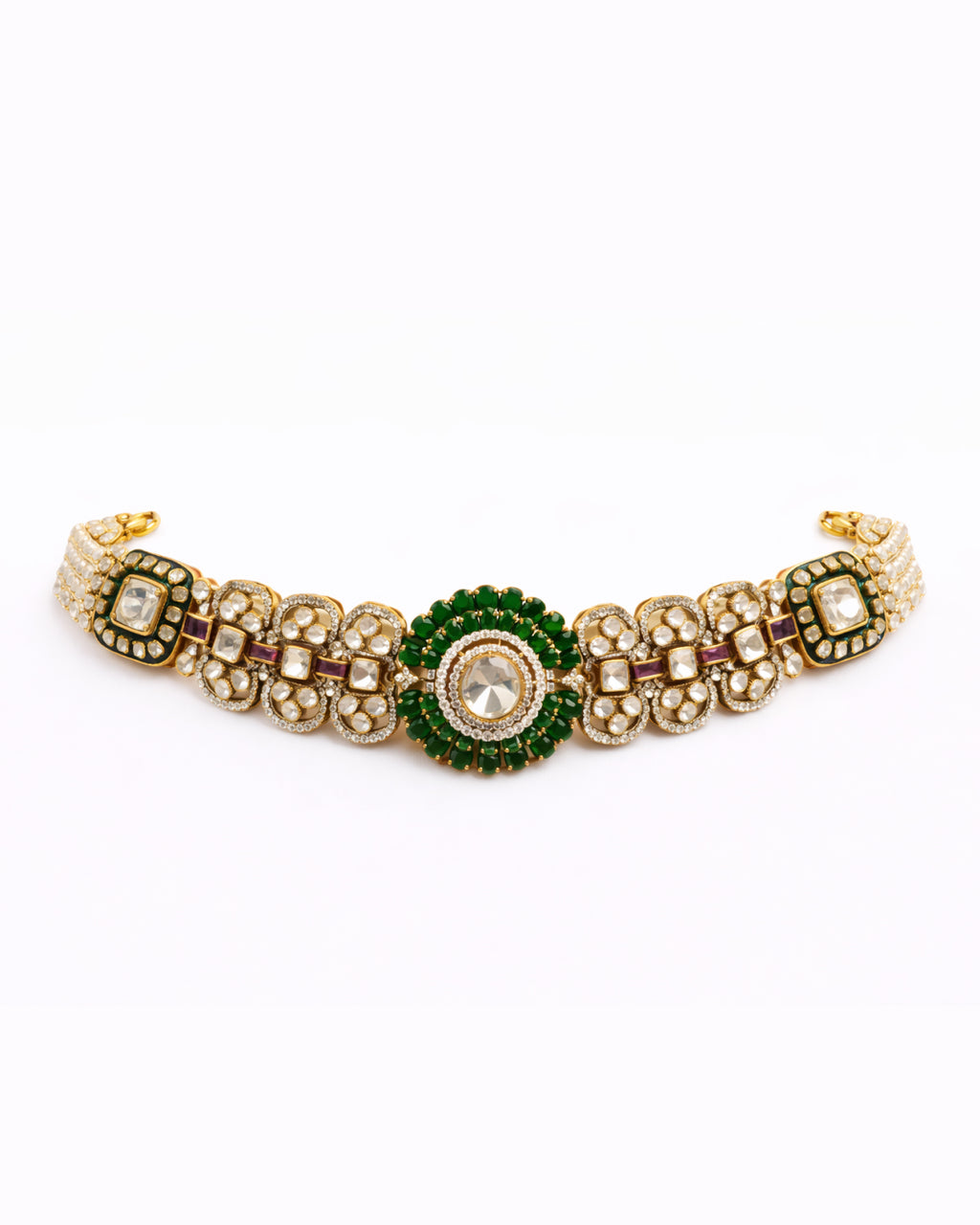 Regal Green Bead Designer Necklace with Earrings