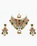 Statement Sabhyasachi Necklace, Chandelier Earrings and Maangtika