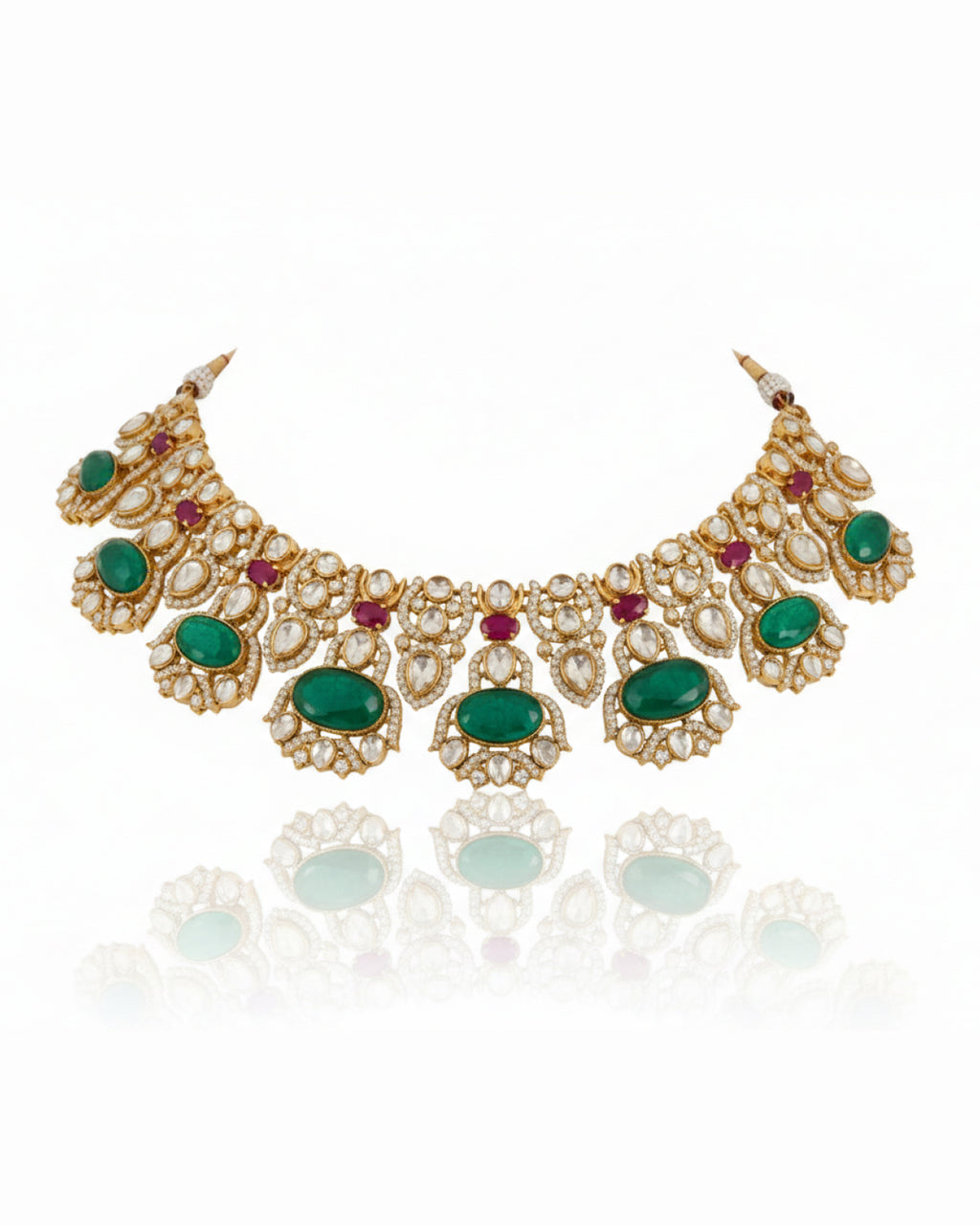 Statement Heritage Inspired Green Choker Necklace with Earrings