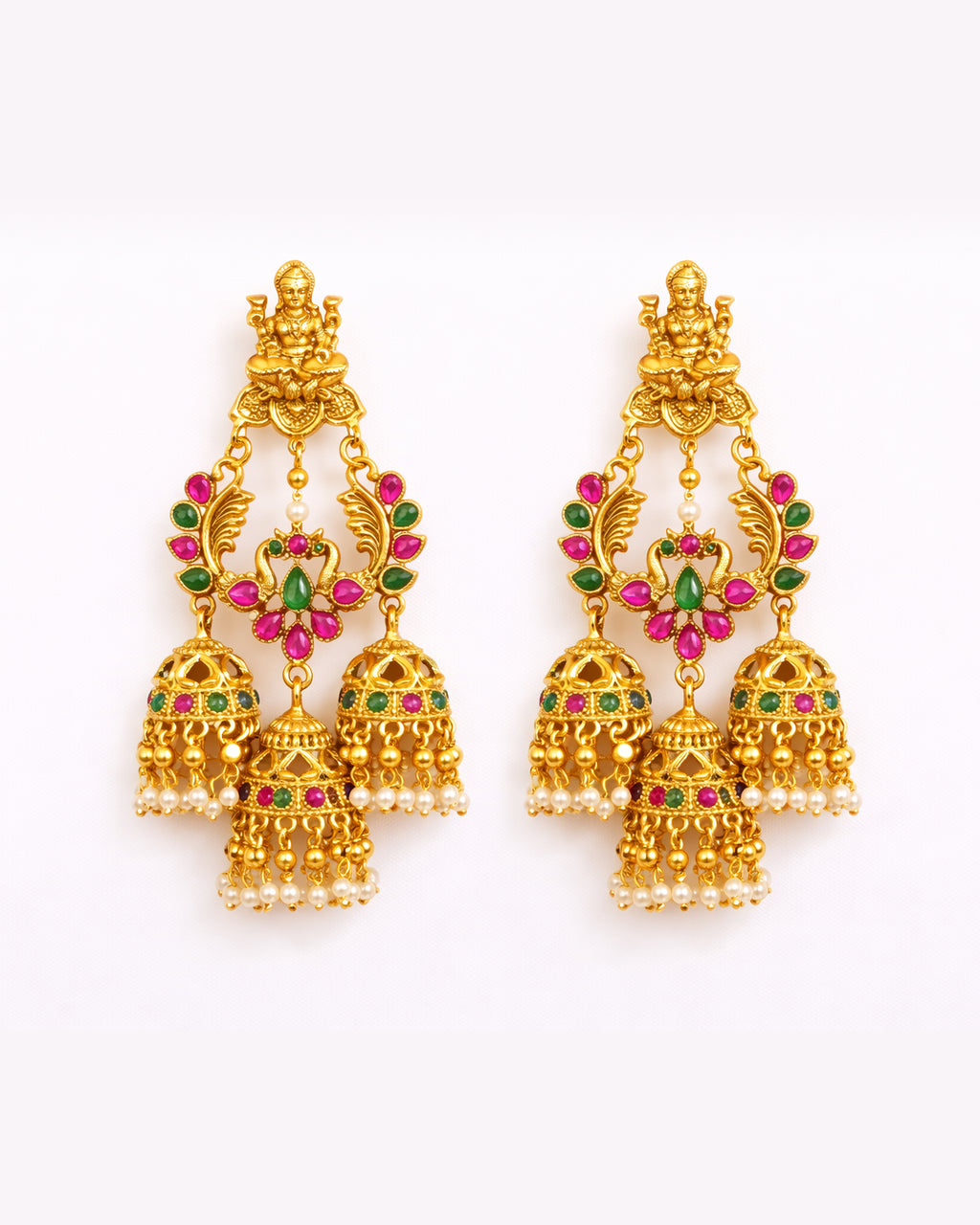 Temple Inspired Multicolor Jhumka Earrings