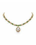 Victorian Heritage Style Emerald Crystal Necklace Set with Earrings