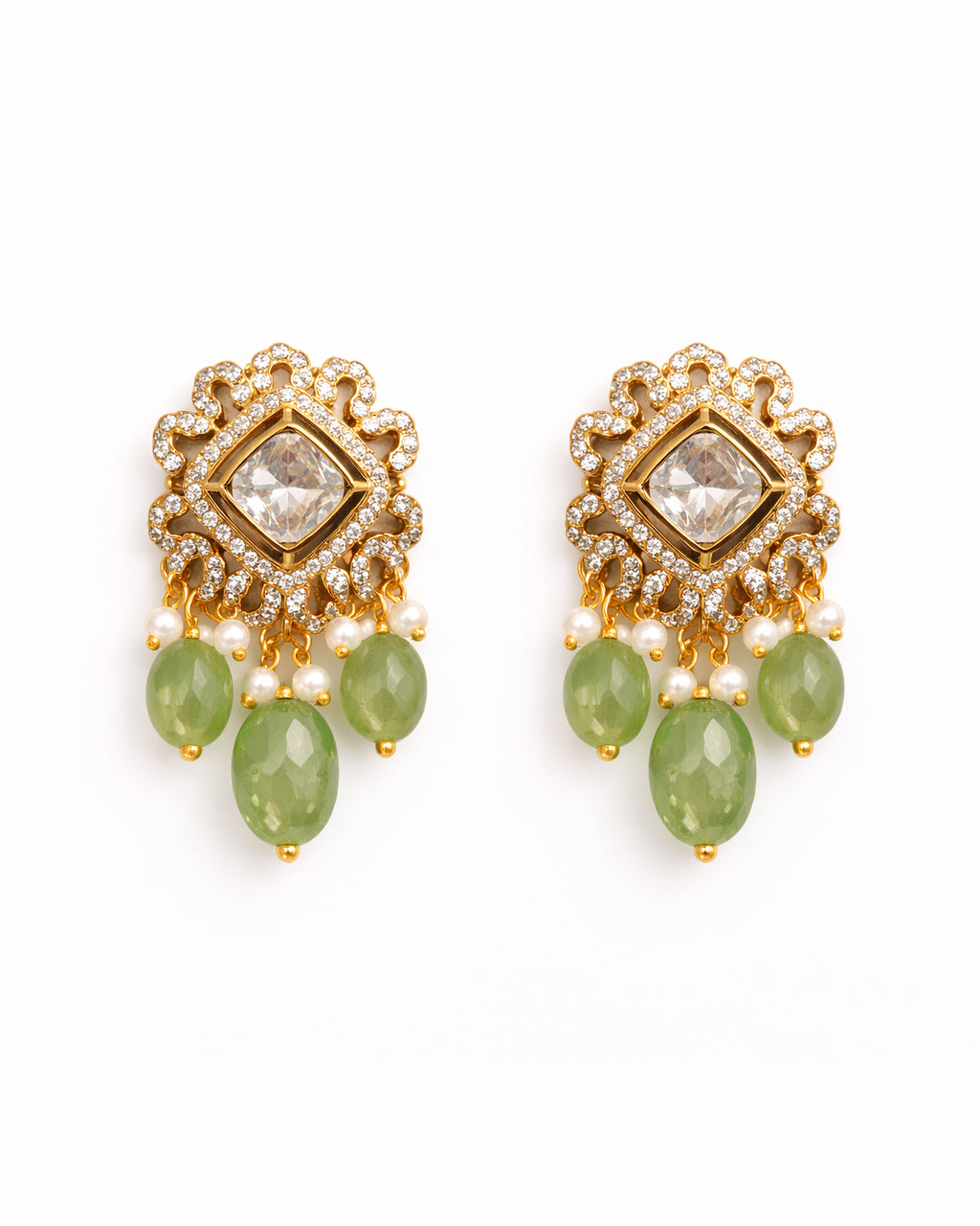 Temple Inspired Gemstone Collar Necklace with Earrings