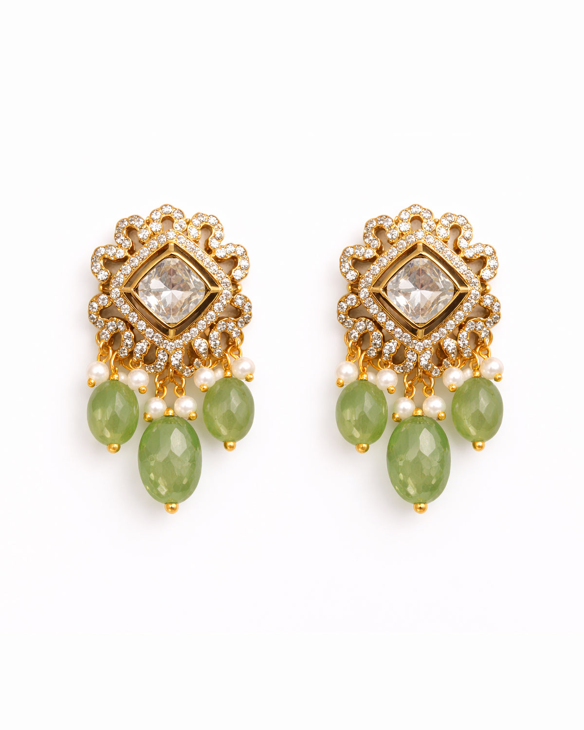 Temple Inspired Gemstone Collar Necklace with Earrings