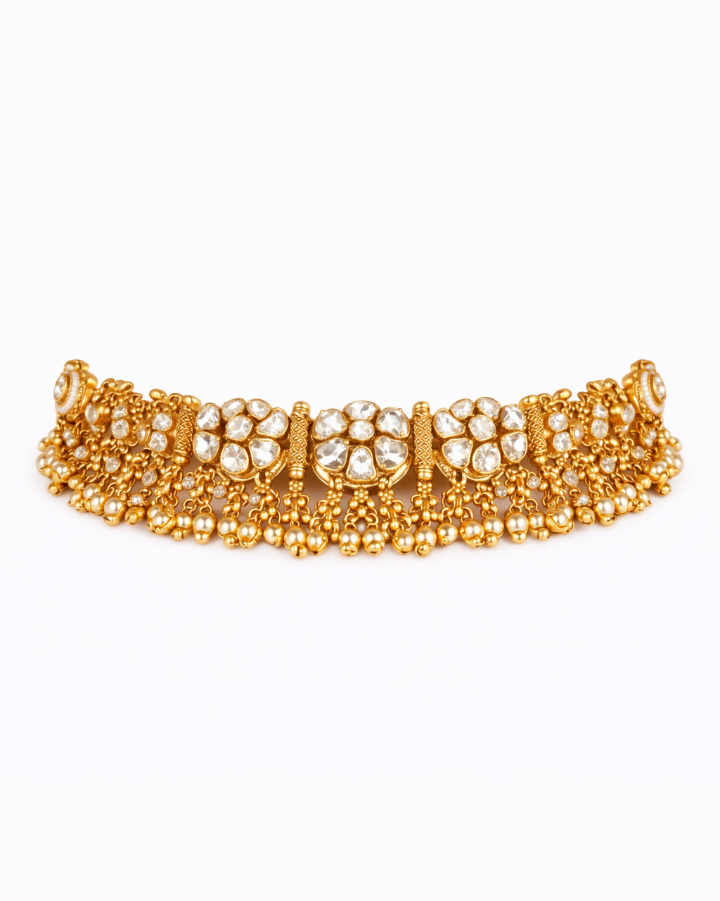 Regal Pearl Cluster Statement Choker with Earrings