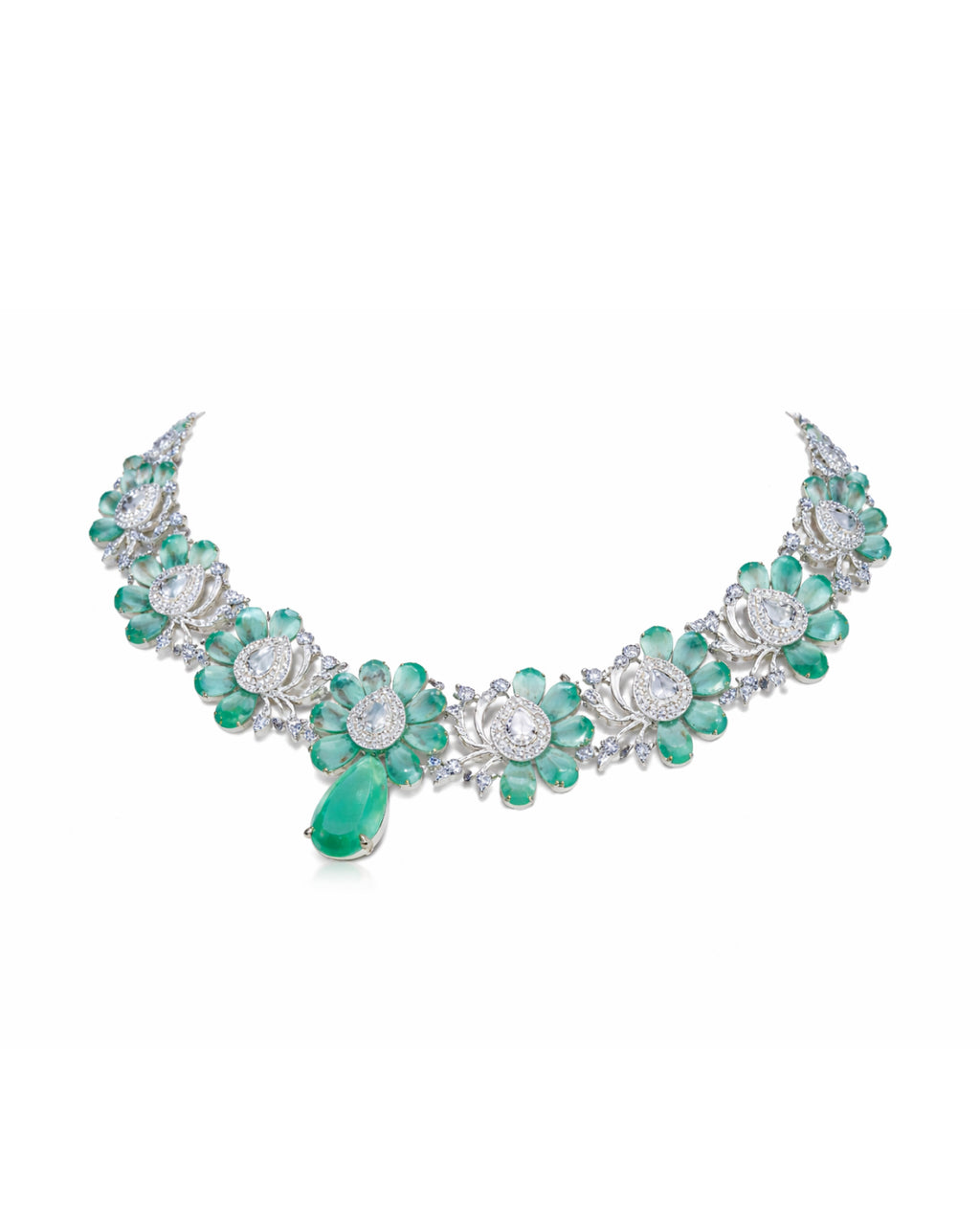 Emerald Bloom American Diamond Set