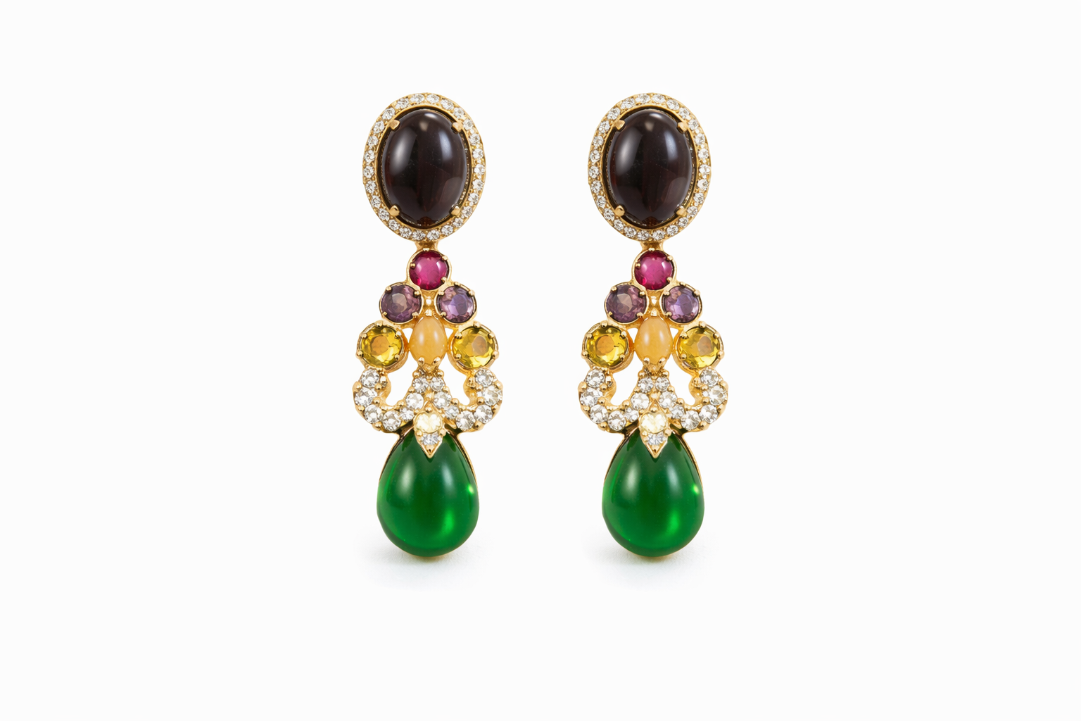 Royal Inspired Vibrant Pendant Necklace with Earring