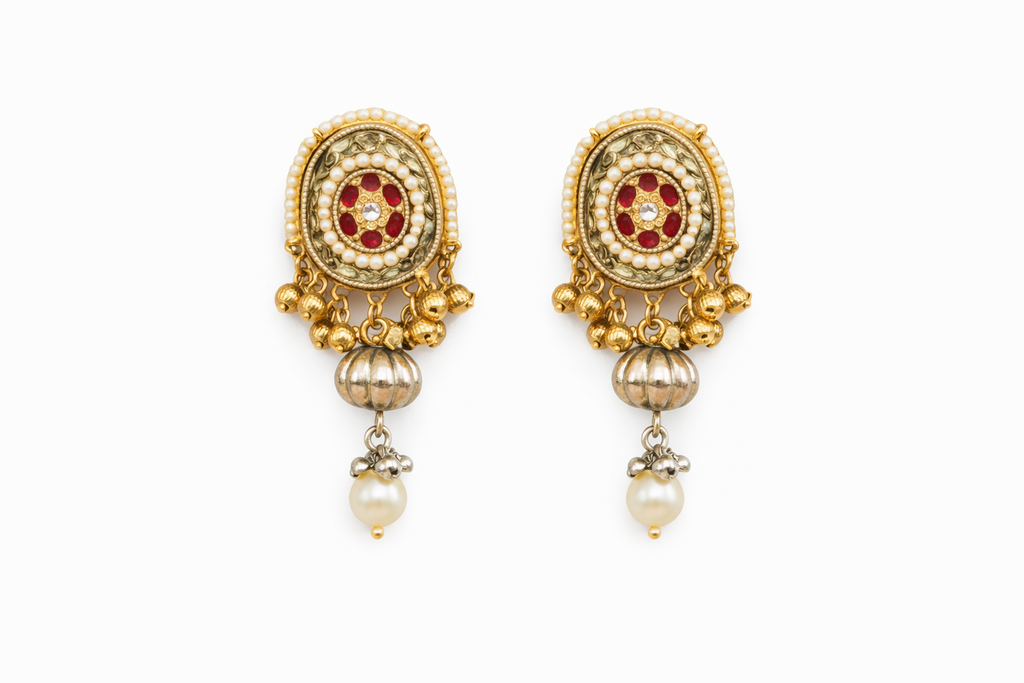 Heritage Inspired Detailed Long Necklace with Amarpali Earrings