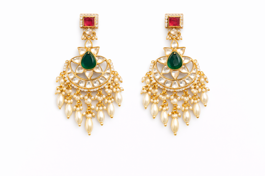 Intricate Handcrafted Multistone Necklace with Matching Danglers