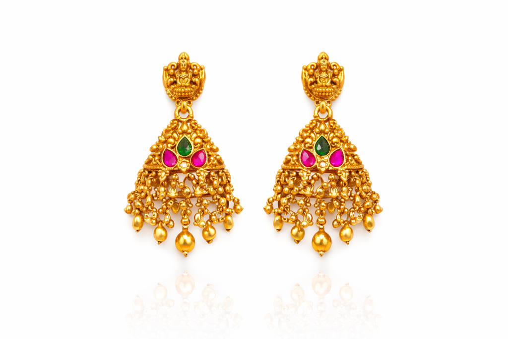 Traditional Temple Jewellery Long Necklace with Earrings