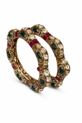 Elegant Emerald and Ruby Toned Victorian Bangles