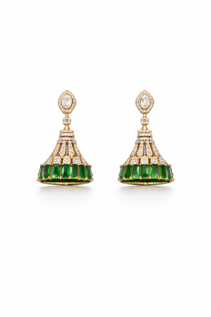 Victorian Green Stone Drop Necklace Statement Piece with Earrings