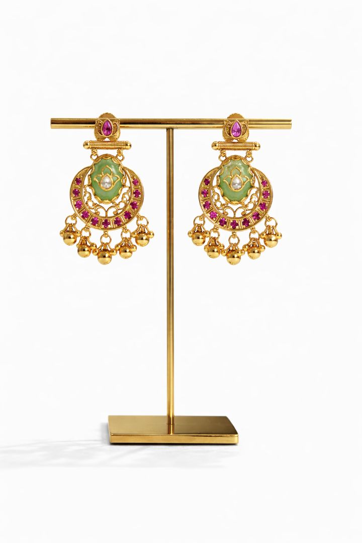 Ethnic Festive Wear Antique Necklace with Dangler Earrings