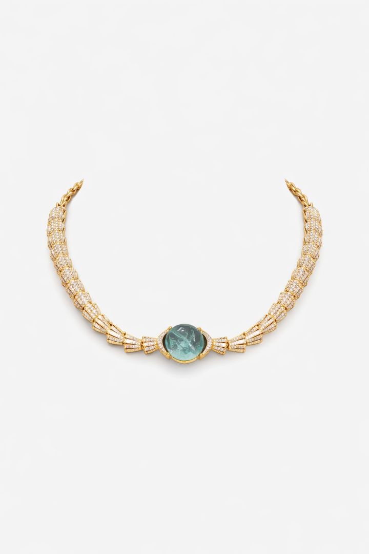 Aqua Stone Pendant Sleek Modern Necklace with Earrings