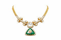Polki Green Triangle Pendant Elegant Necklace with Earrings