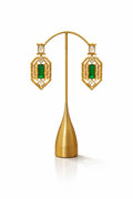 Regal Green Stone Geometric Dangler Earrings