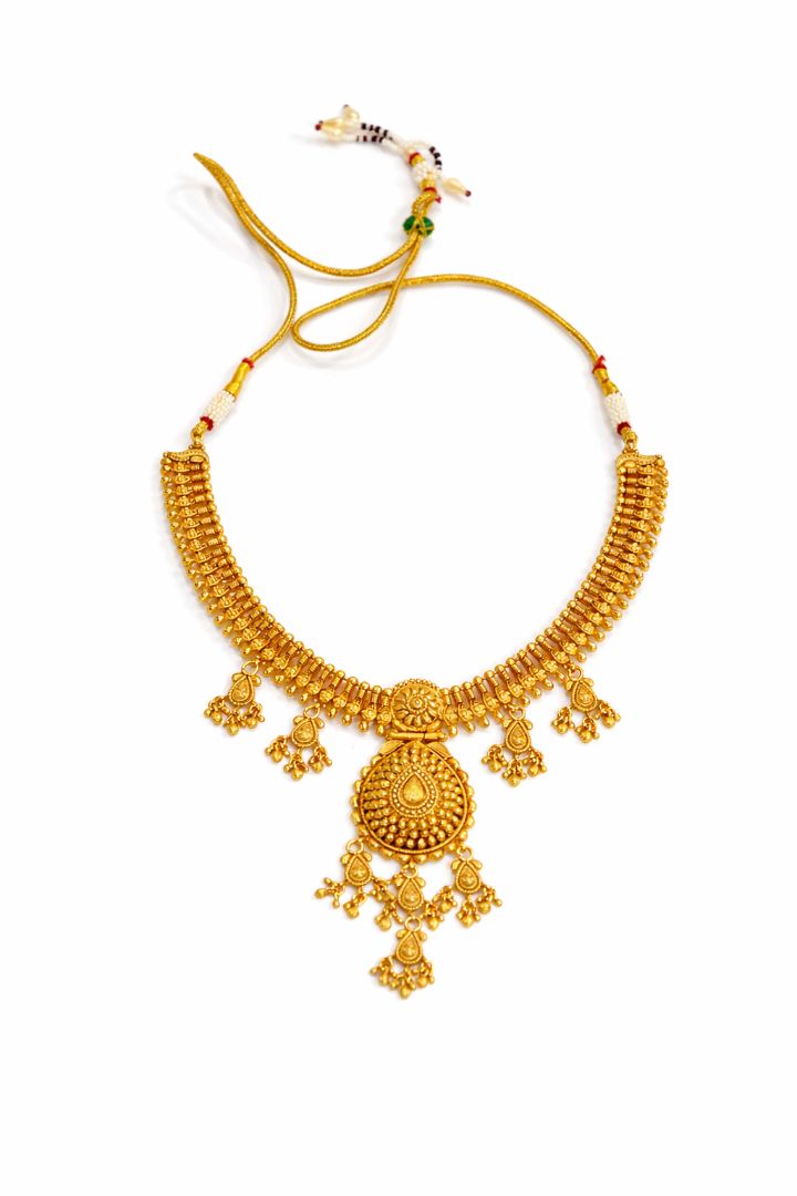 Ethnic Temple Bridal Collar Necklace with Earrings