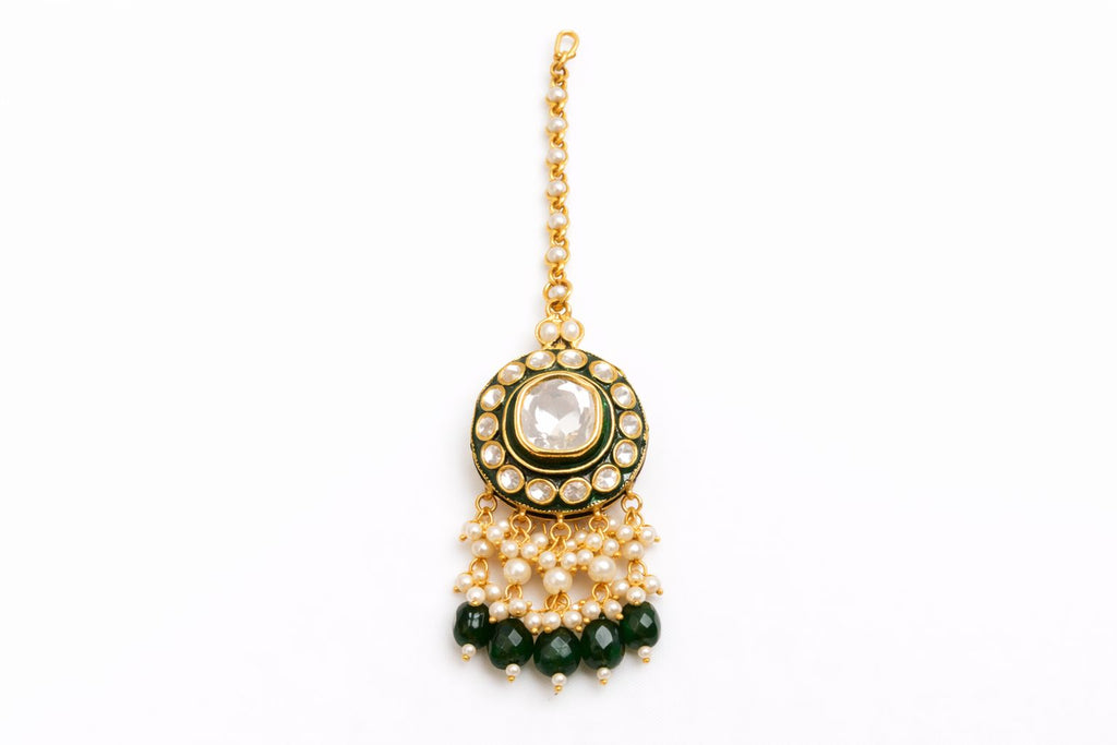 Emerald Fringe Kundan Bridal Set