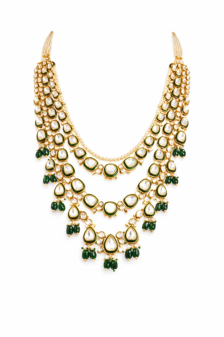 Emerald Cascade Kundan Bridal Jewellery Set