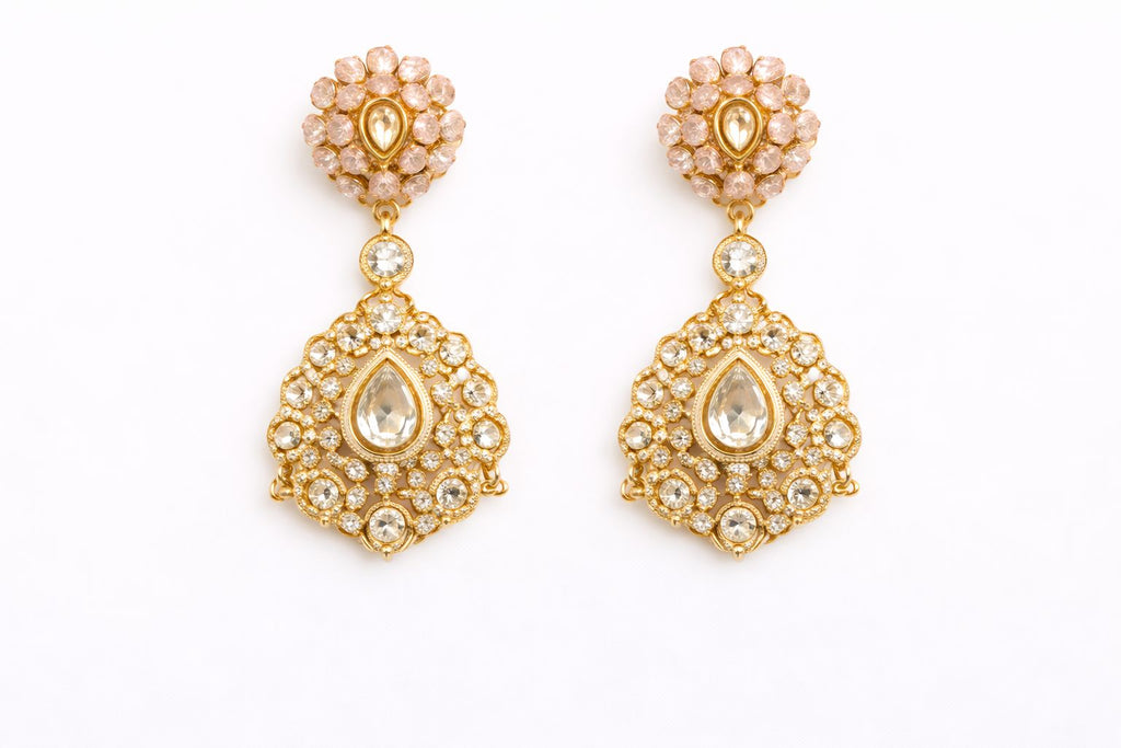 Blush Enamel Victorian Statement Necklace with Earrings