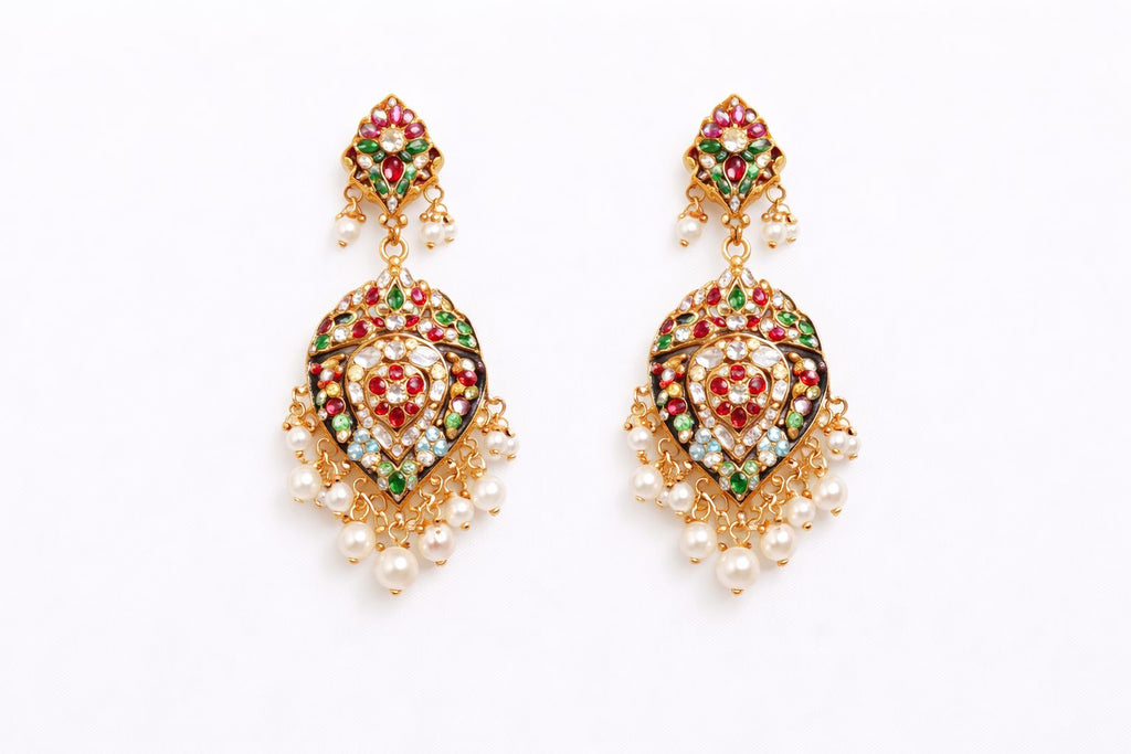 Grand Multisone Jadau Statement Necklace with Earrings