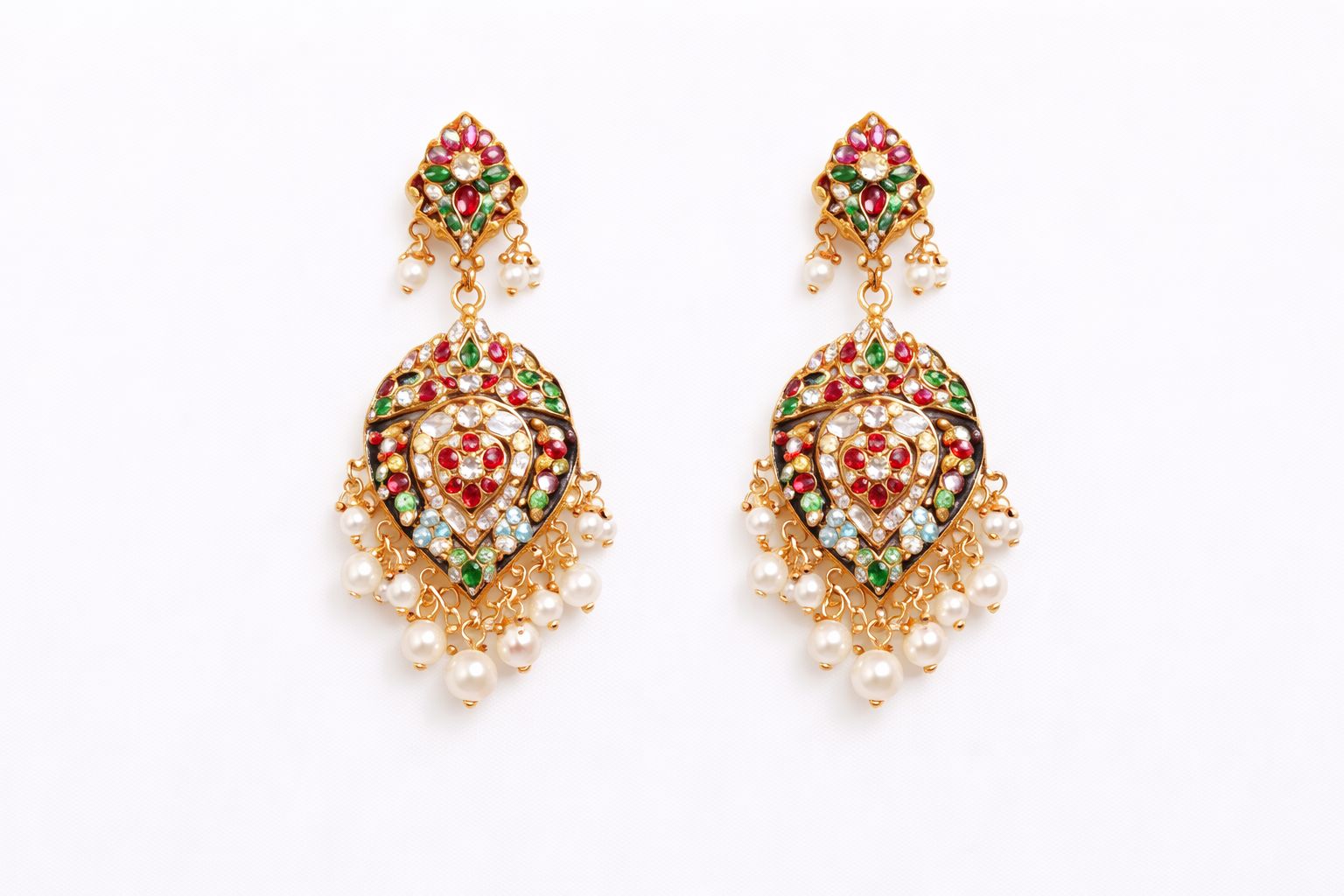 Grand Multisone Jadau Statement Necklace with Earrings