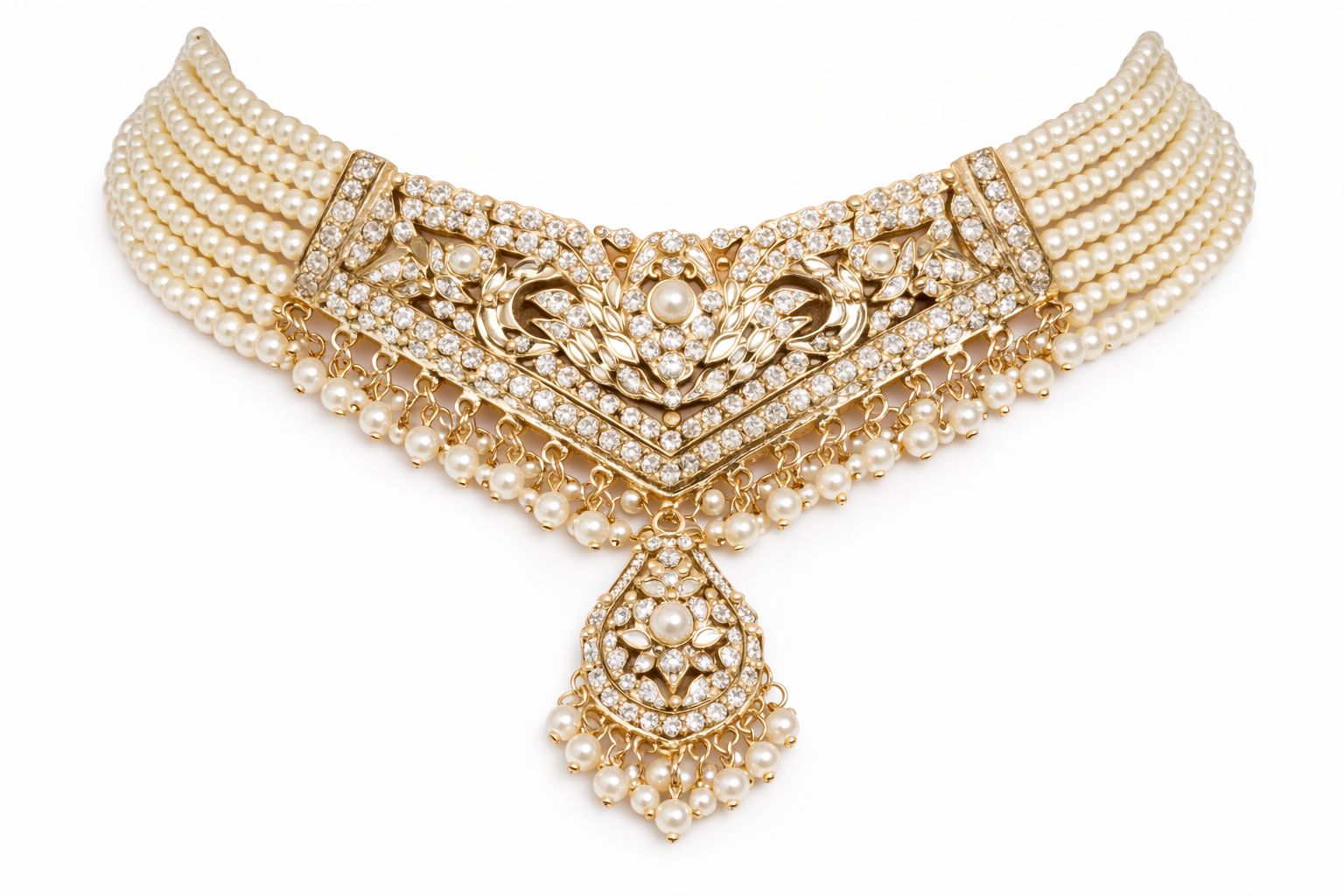 Classic Layered Jadau Bridal Choker with Earrings