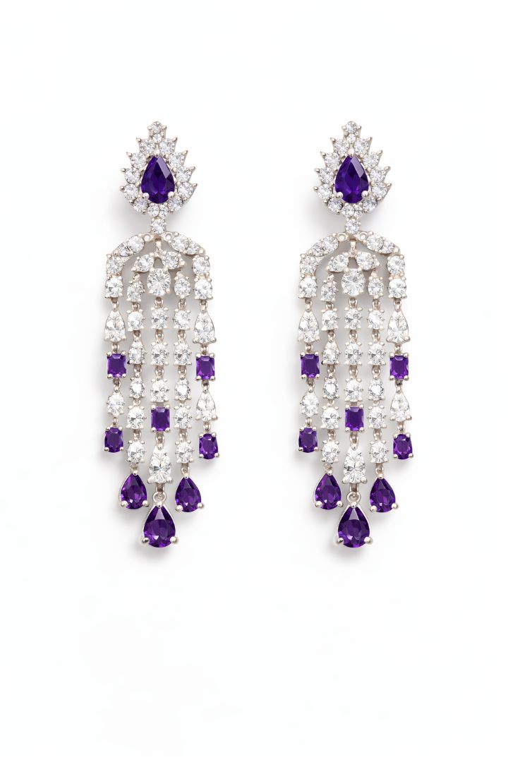 Luxury Crystal Layered AD Necklace with Earrings