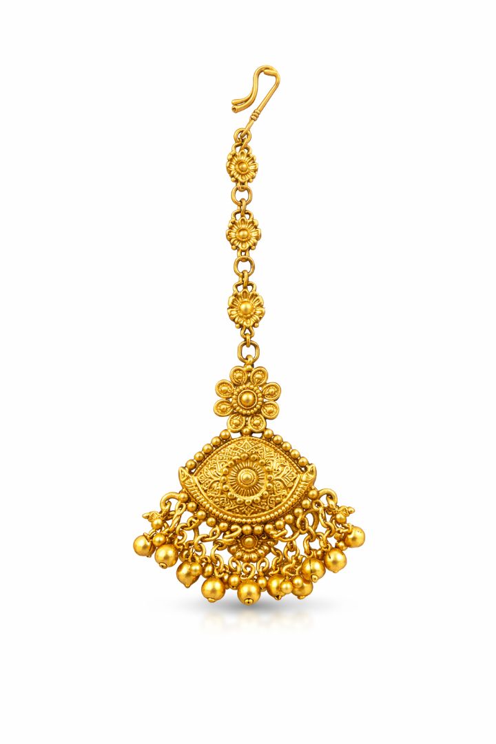 Traditional Goddess Motif Bridal Necklace with Earrings and Maangtika