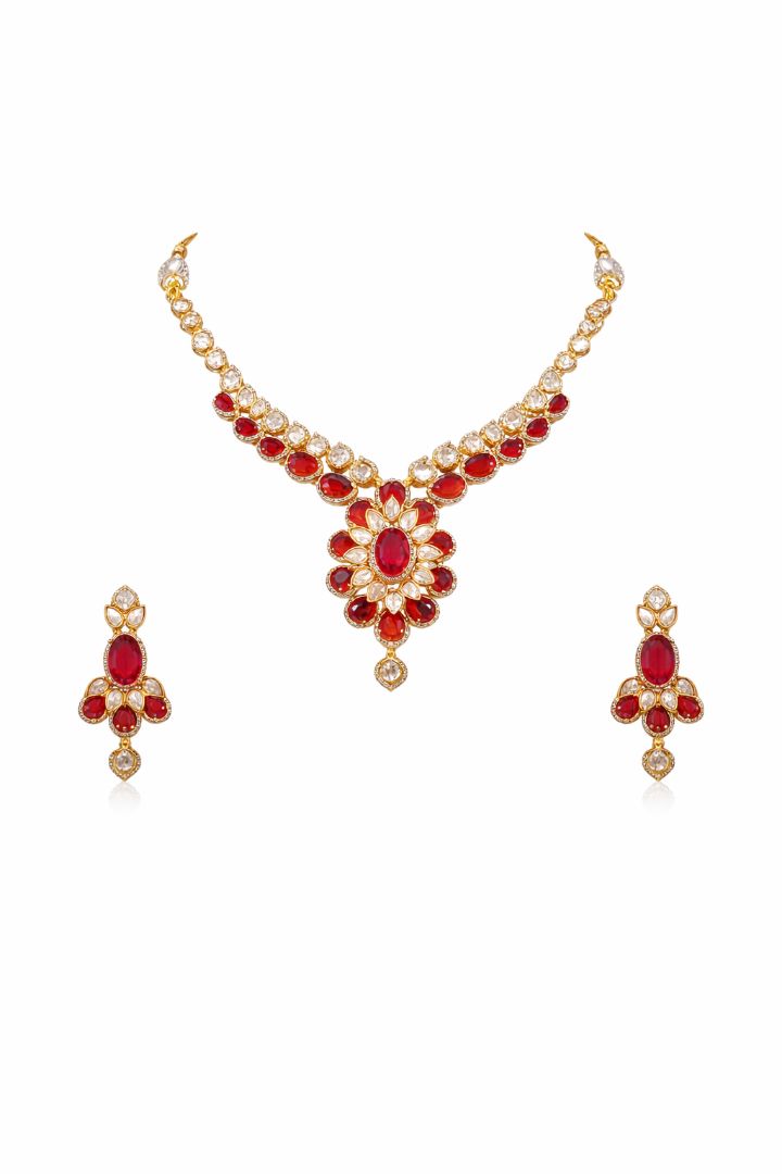 Ruby Polki Statement Set