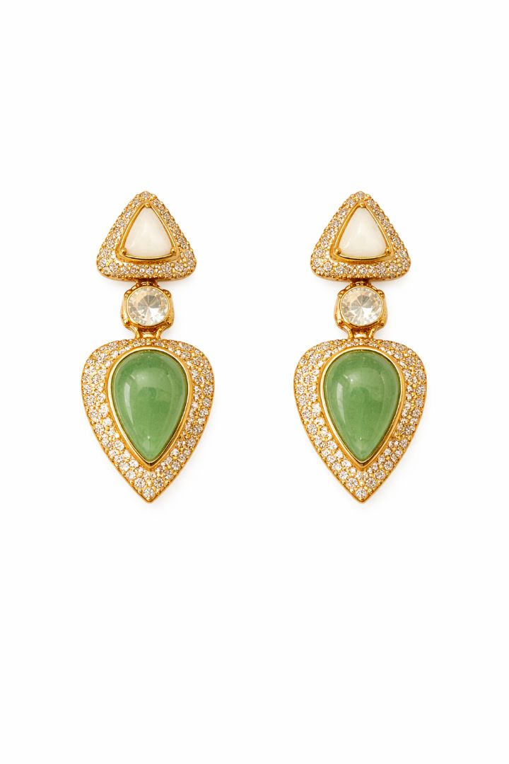Emerald Polki Statement Earrings