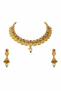Stunning South Gold Necklace Coin-Style with Jhumka Earrings