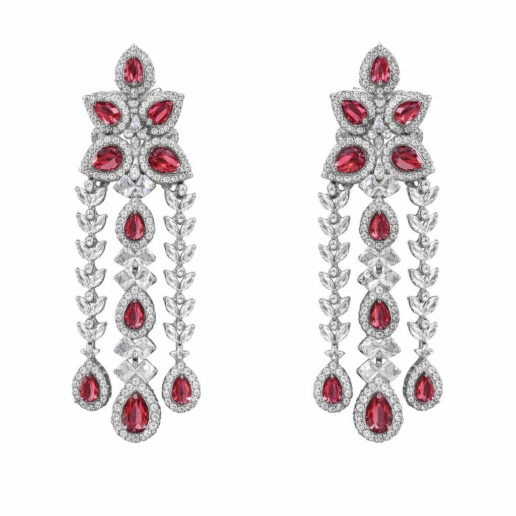 Ruby Cascade American Diamond Set