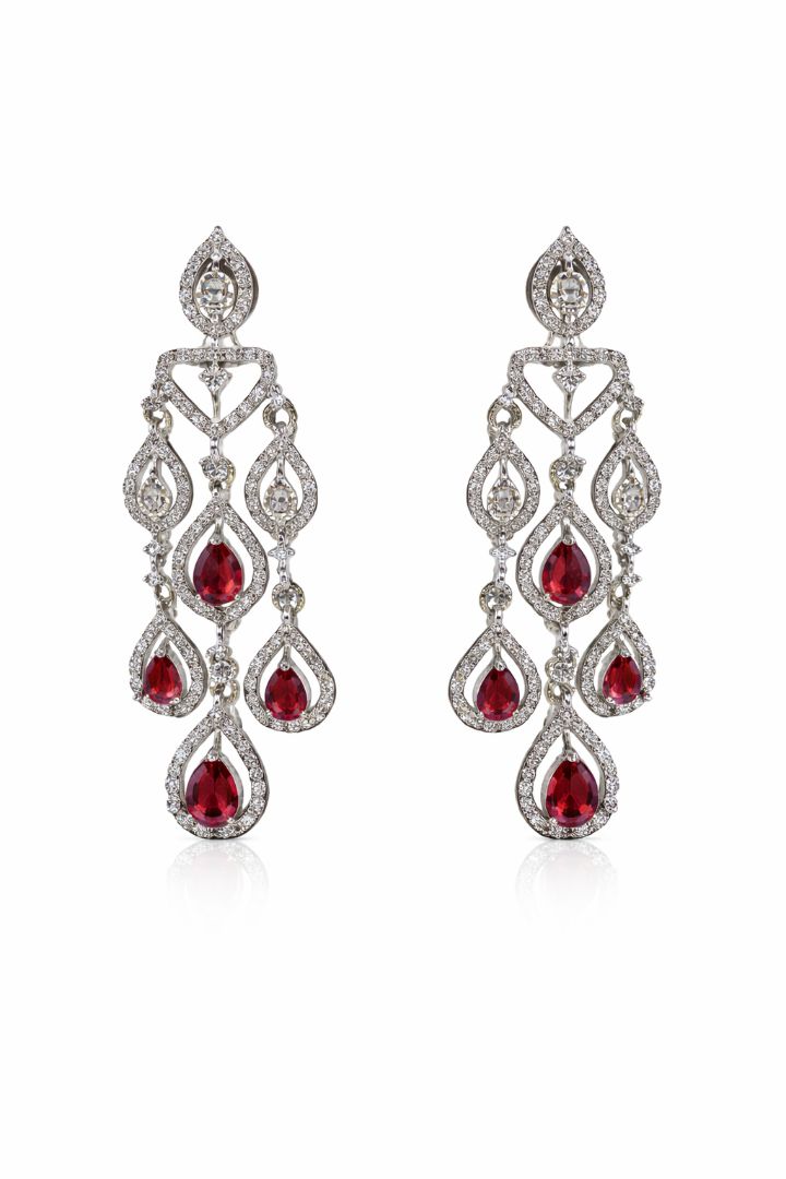 Ruby Drop American Diamond Set