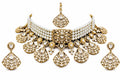 Grand Polki Moissanite Statement Choker Necklace, Earrings and Maangtika