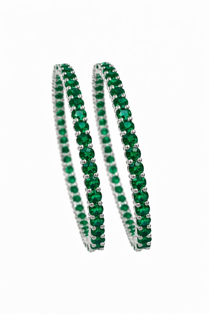 Silver Finish Emerald Designer Bracelet