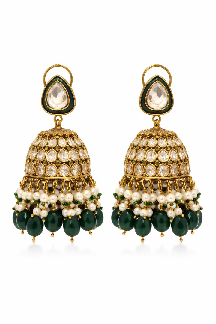 Emerald Cascade Kundan Bridal Jewellery Set
