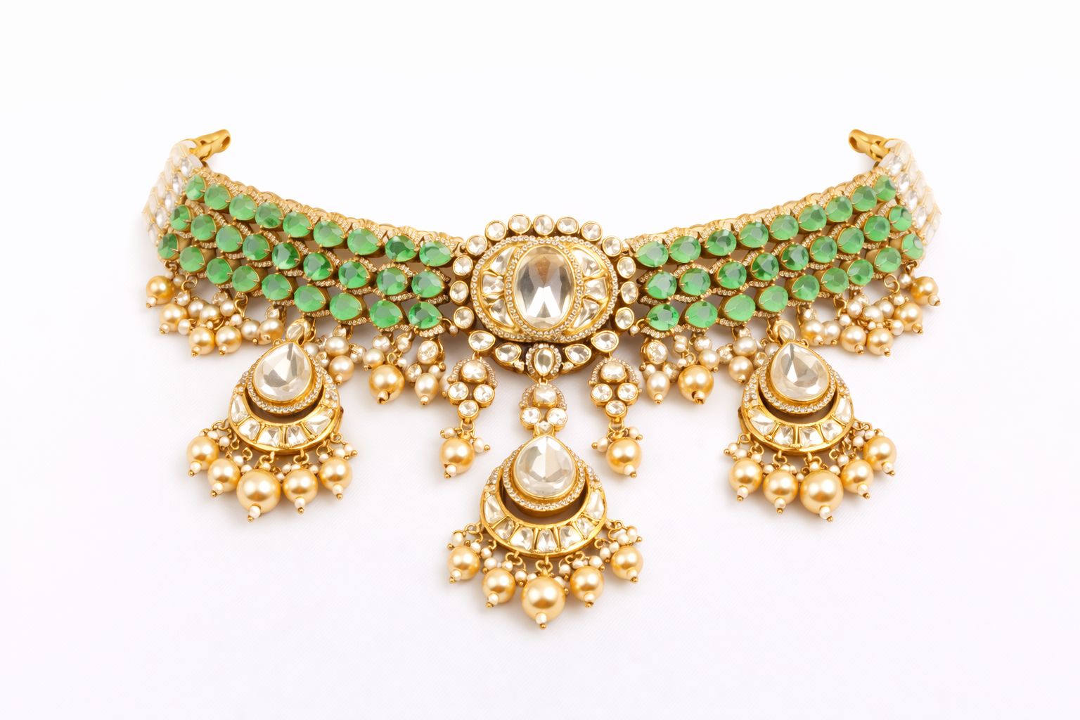 Traditional Uncut Stone Statement Choker with Earring and Maangtika