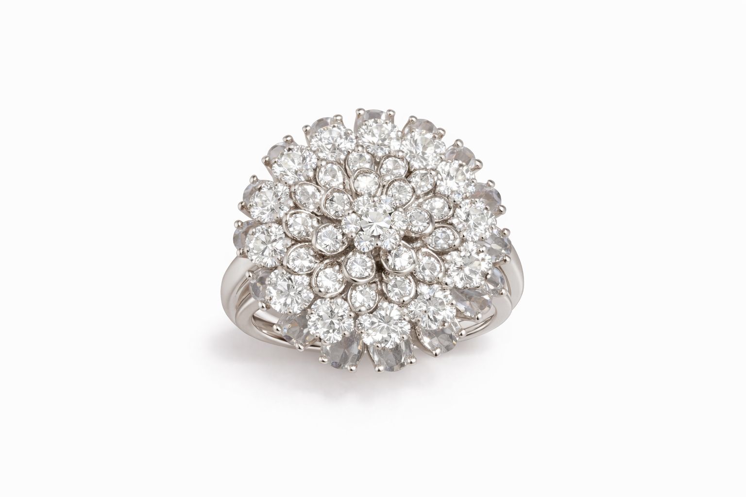Floral Diamond Look Statement Ring