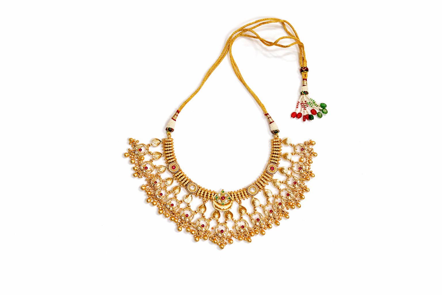 Intricate Temple Pattern Layered Collar Necklace and earrings