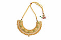 Traditional Layered Pattern Gold Plated Necklace and Earrings