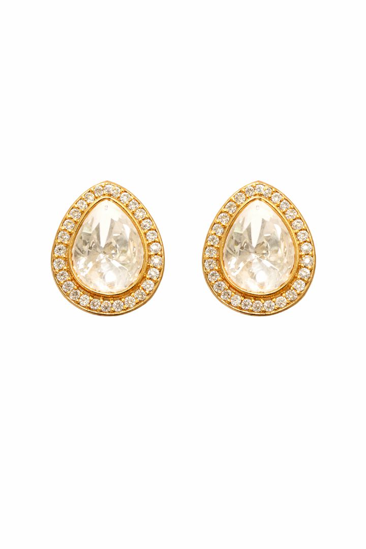 Graceful Polki Layered Necklace with Pear-Shaped Earrrings